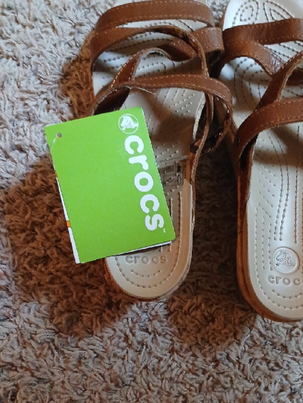 CROCS Brown Multi-Strap Slide Sandals - Picture 2 of 8